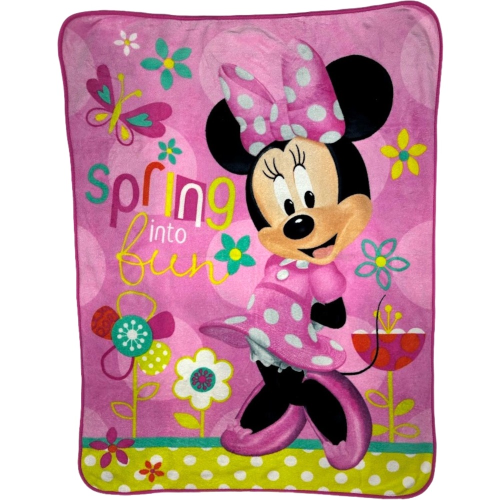 Minnie Mouse Disney Bow-Tique Spring Into Fun Fleece Throw 45x55 Toddler Baby‎